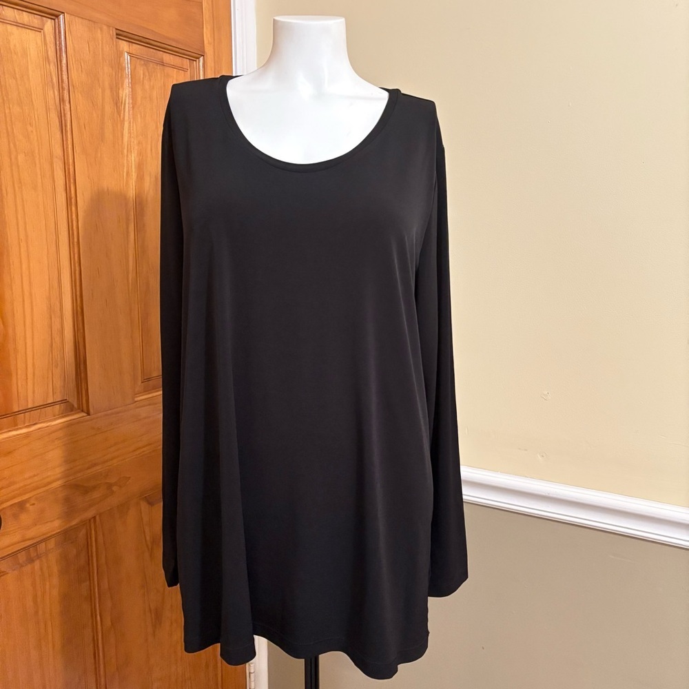 Susan Graver Elegant Black Long Sleeve Top Sz.L